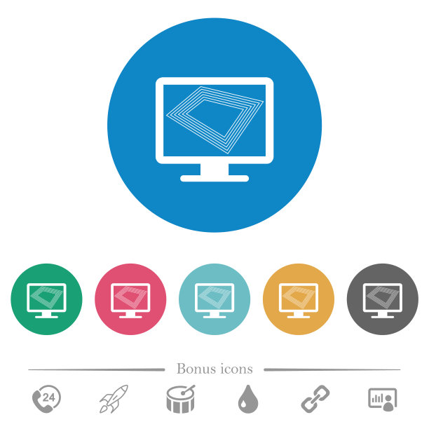 屏幕保护程序上的显示器扁平圆形图标图片下载