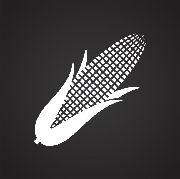 玉米图标黑色背景的图形和网页设计，现代简单的矢量标志。网络的概念。时髦的符号为网站设计网页按钮或移动应用程序。图片下载