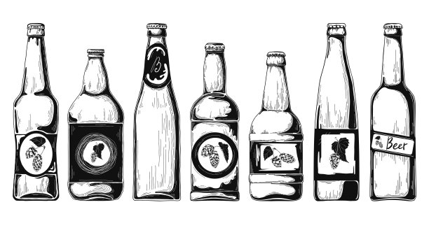 一套啤酒瓶。矢量插图。草图图片下载