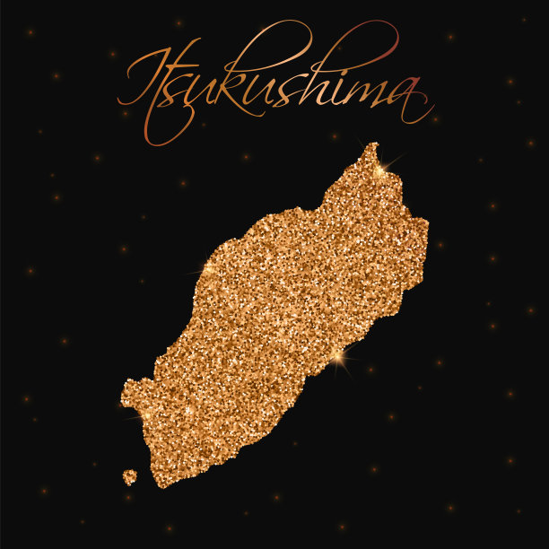 严岛地图满是金色的闪光。图片下载