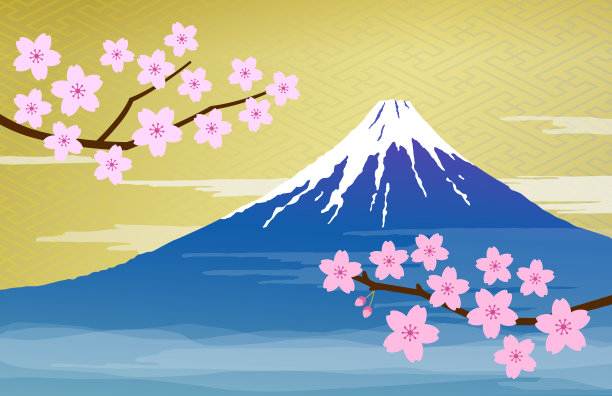 富士山和樱花图片下载