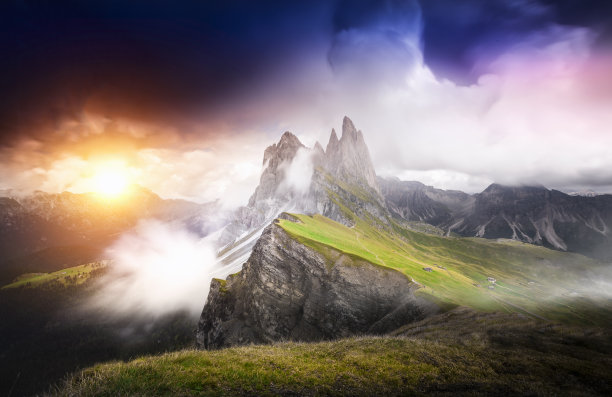 Seceda,山脉,. .,/、白云石山脉,意大利。图片下载