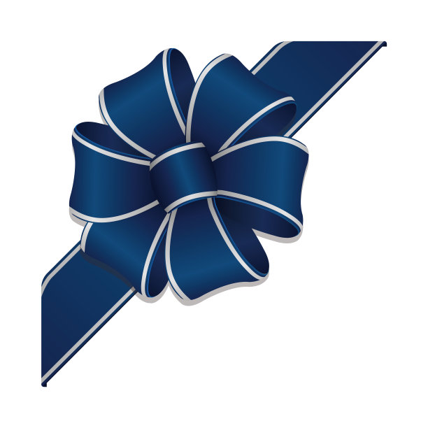 花环头发蝴蝶结插图(角落缎带)/蓝色和银色图片下载