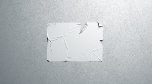 空白白色面糊粘合剂撕海报模型上的纹理墙图片下载