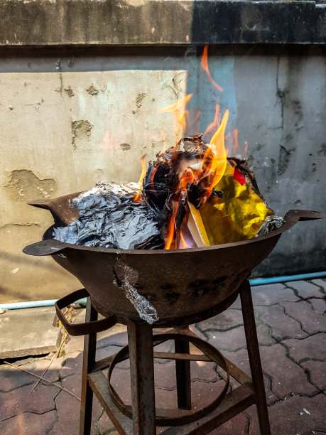 中国的传统是焚烧金银纸钱来祭奠先人的灵魂图片下载
