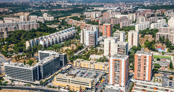 罗马西部EUR住宅区的鸟瞰图图片下载