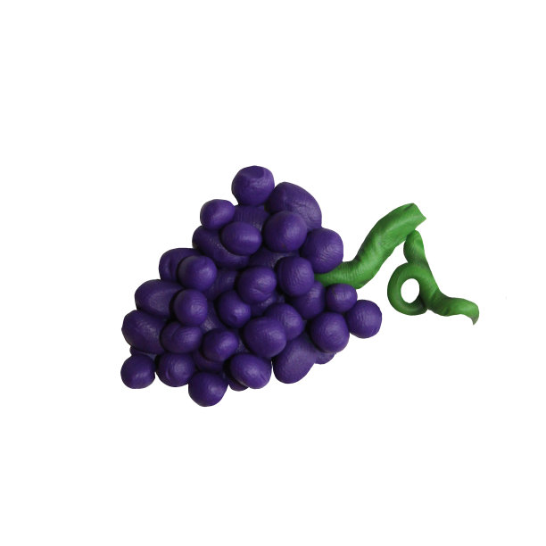彩色橡皮泥手工制作的3D葡萄浆果水果图标孤立在白色的背景图片下载