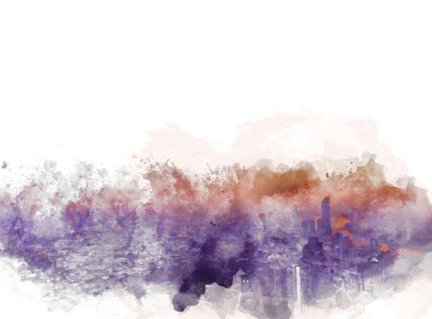 美丽的都城在日出的黄昏上以水彩插画为背景。图片下载