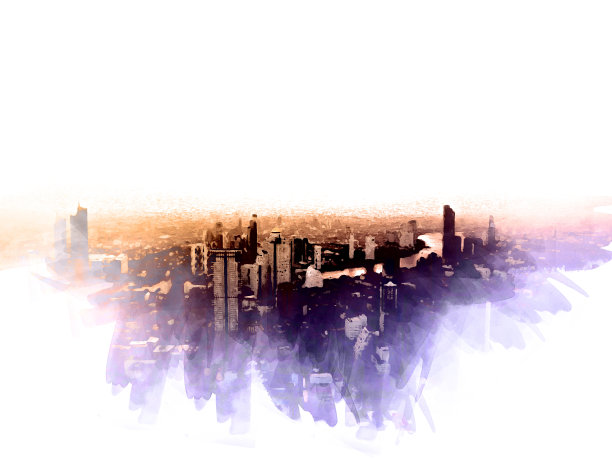 美丽的都城在日出的黄昏上以水彩插画为背景。图片下载