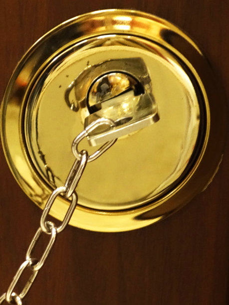 钥匙的房子在棕色的门锁形式的金钥匙链图片下载