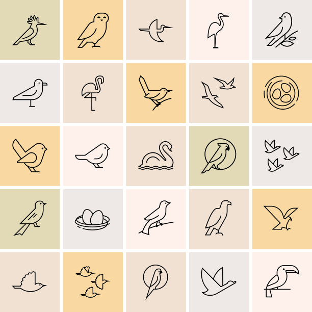 鸟类图标集。公司的标志类型或品牌。网站隔离图标集。图片下载