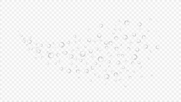 在透明的背景上喷洒水或空气的气泡。现实的三维向量。水下空气、雨水、冒泡饮料、香槟、氧气、气泡、泡沫或水。图片下载