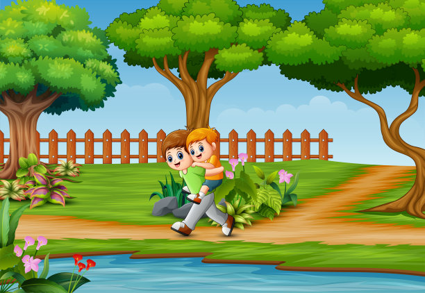 父亲抱着孩子在公园里跑图片下载