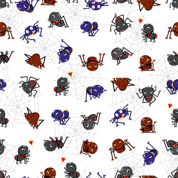 无缝模式与蜘蛛卡通图片下载