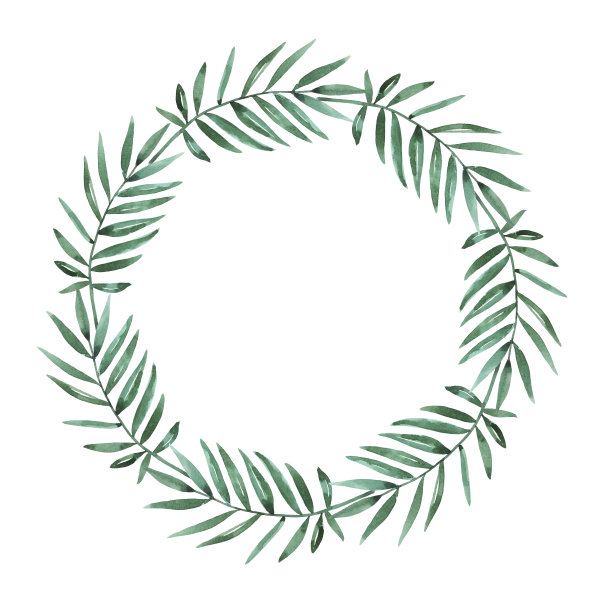 水彩手绘婚礼花早午餐花环插图图片下载