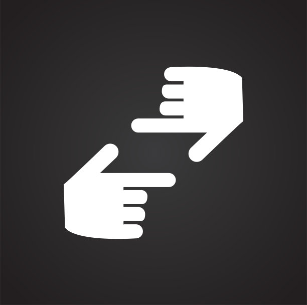 用于图形和网页设计的白色背景上的框架手势图标，现代简单的矢量符号。网络的概念。时髦的符号为网站设计网页按钮或移动应用程序。图片下载