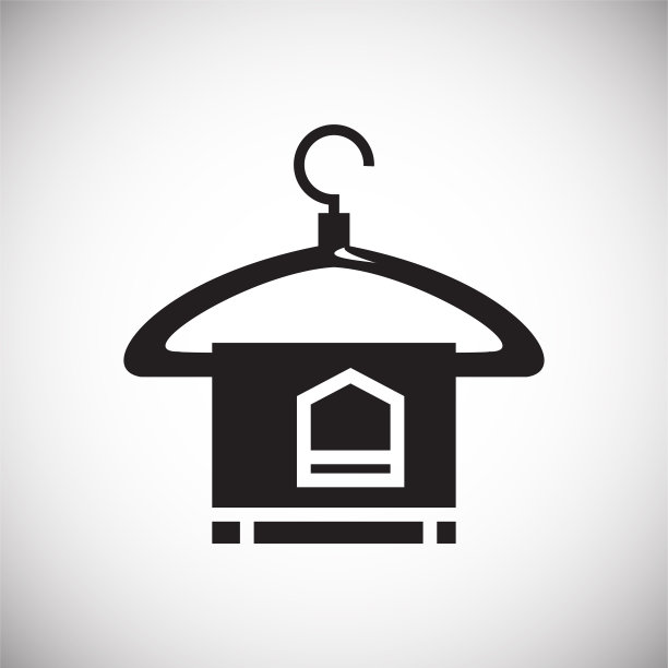 服装衣架图标上的白色背景图形和网页设计，现代简单的向量标志。网络的概念。时髦的符号为网站设计网页按钮或移动应用程序。图片下载
