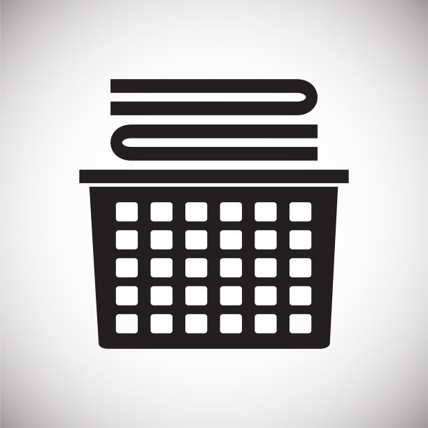 篮子与服装图标在白色背景的图形和网页设计，现代简单的向量标志。网络的概念。时髦的符号为网站设计网页按钮或移动应用程序。图片下载