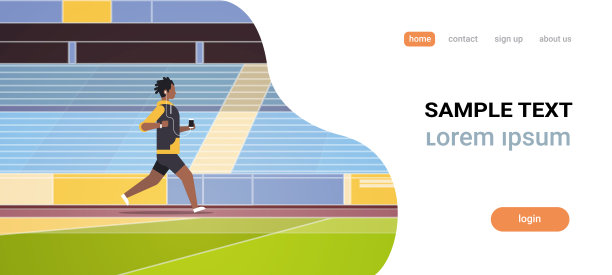 健身人运行体育场轨道非洲人听音乐耳机在智能手机健康的生活方式概念论坛背景全长平坦水平复制空间图片下载