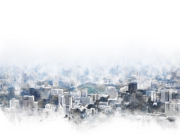 美丽的都城以日出黄昏为背景的水彩插画。图片下载