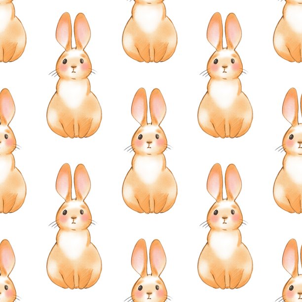可爱的卡通兔子。无缝模式图片下载