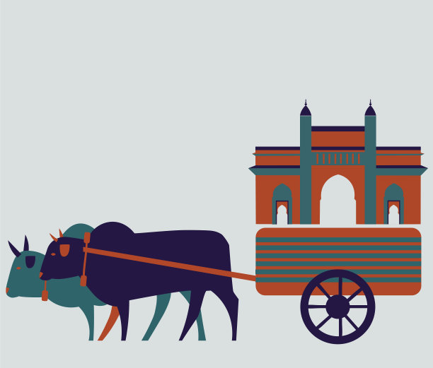 印度之门的公牛马车图片下载