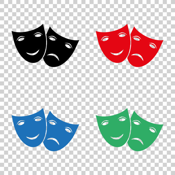 剧院图标与快乐和悲伤面具-向量图标图片下载