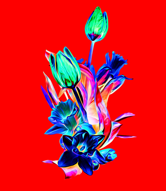 春天的花，郁金香和水仙花，图案。图片下载