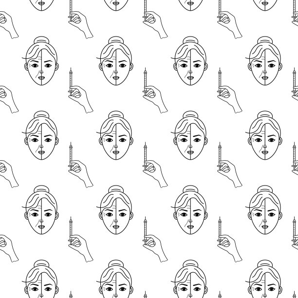 矢量平面无缝模式。美容注射，光疗，返老还童。用于网站，壁纸，纺织品。图片下载