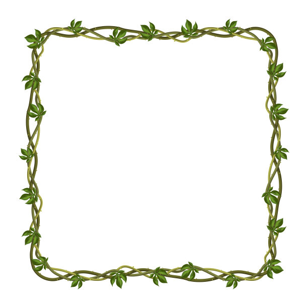 扭曲的野生藤本植物枝条框架。图片下载