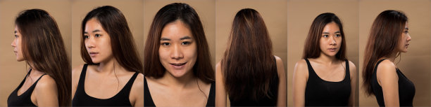 亚洲女人在申请化妆拼贴前360图片下载