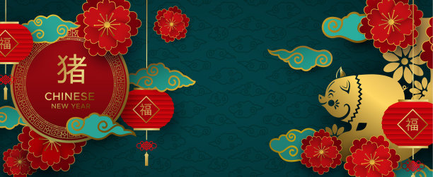 2019年中国新年3d纸装饰卡素材图片