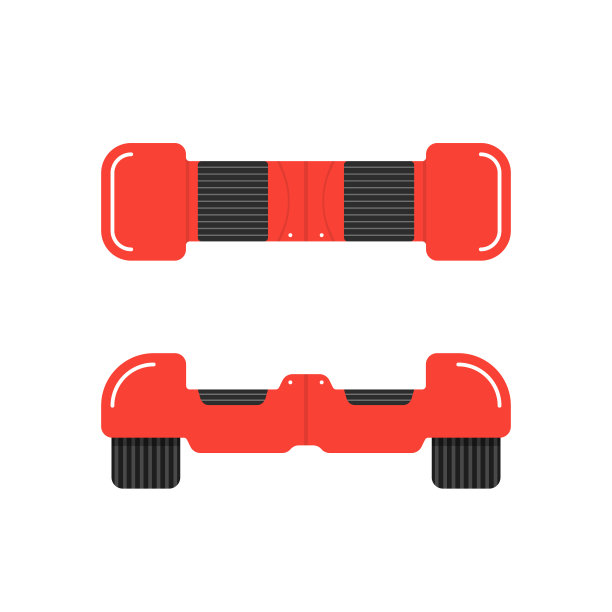 红色悬浮滑板正面和顶视图图片下载