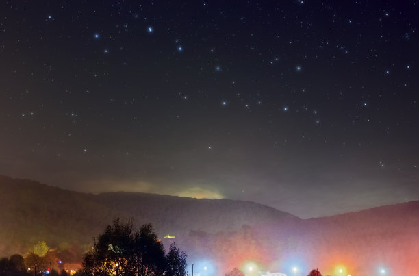 大熊星座的山村素材图片