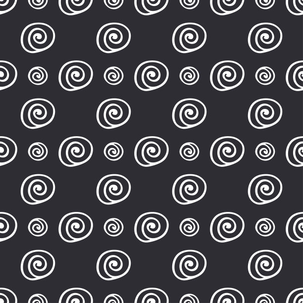 抽象的螺旋壳时尚平面无缝矢量图案。简化的复古的插图。包装剪贴簿的背景纸。简约风格的涂鸦。元素设计，墙纸，织物印刷。图片下载