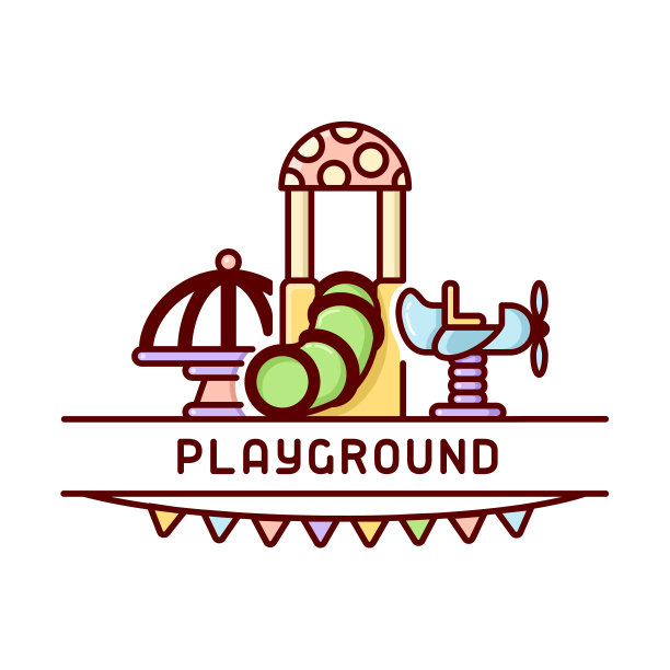 儿童游乐场卡与旋转木马，秋千和管图片下载
