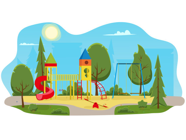 公园里有滑梯和管道的儿童游乐场。图片下载