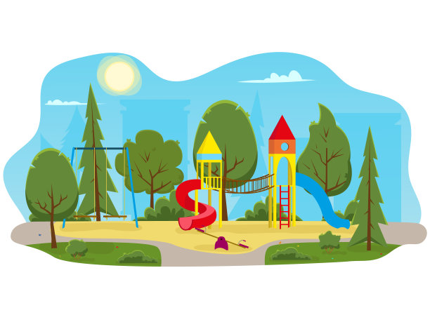 公园里有滑梯和管道的儿童游乐场。图片下载