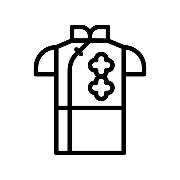 中国服装矢量，中国农历新年线风格的图标图片下载