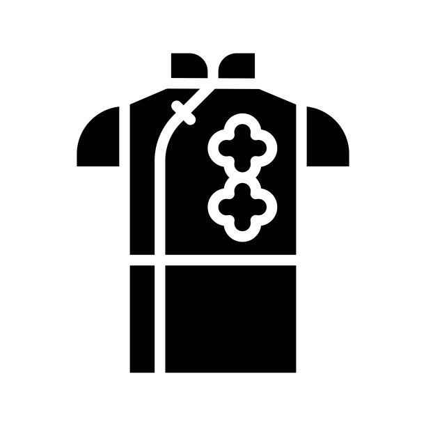 中国服装向量，中国农历新年固体风格的图标图片下载