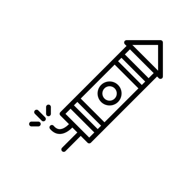 鞭炮向量，中国农历新年线风格的图标图片下载