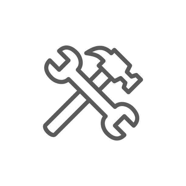 锤子与扳手线图标。白色背景隔离图片下载