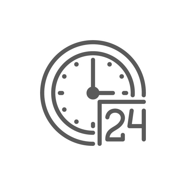24小时服务，支持时间线图标。在白色背景上隔离图片下载