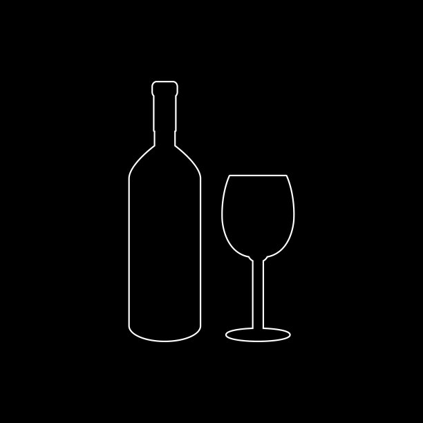 酒瓶和玻璃白色矢量图标图片下载