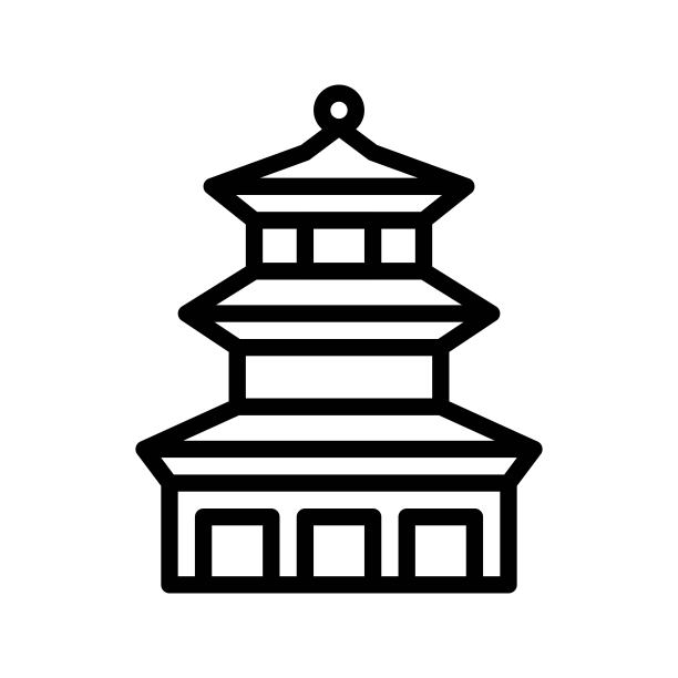 中国城堡矢量图，中国农历新年线条风格图标图片下载