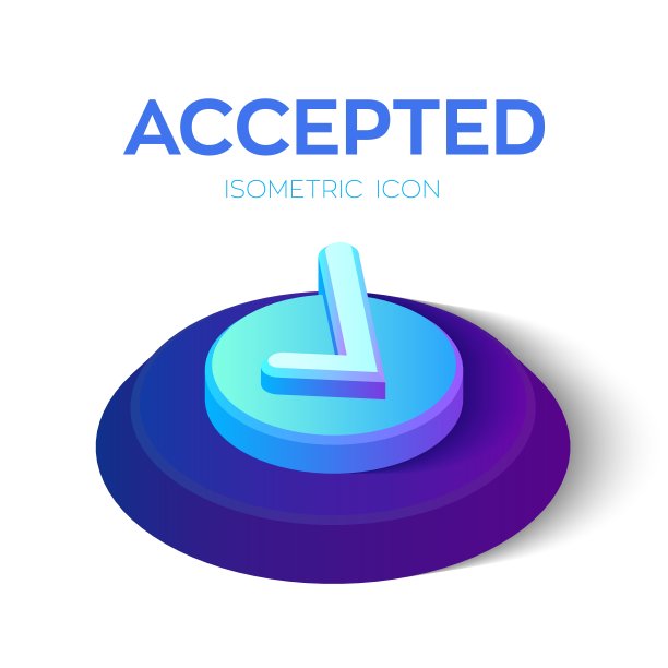 检查图标。3D等距接受标志。蜱虫图标。为移动，网页，装饰，印刷产品，应用程序创建。完美的网页设计，横幅和展示。矢量插图。图片下载