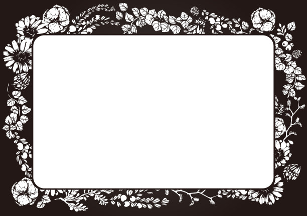 花と植物柄の枠　背景素材图片下载