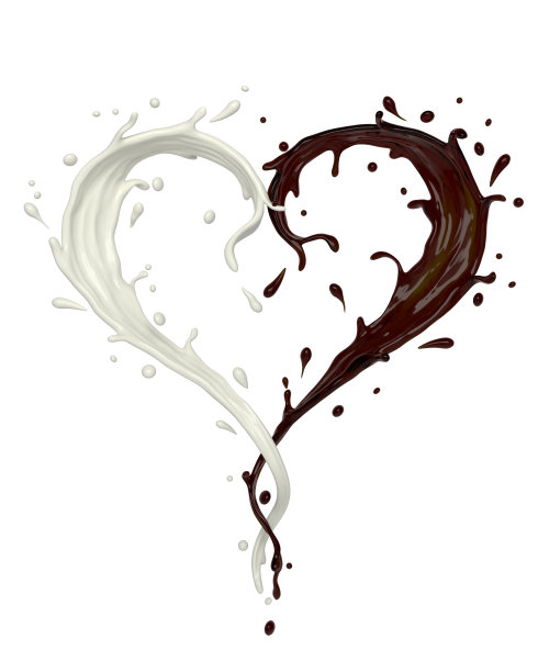 白色背景上孤立的白色液体牛奶或酸奶和棕色咖啡。图片下载