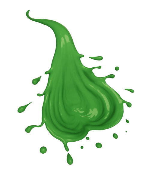 在白色的背景上孤立地撒上绿色的液态牛油果或甜瓜汁奶油。图片下载