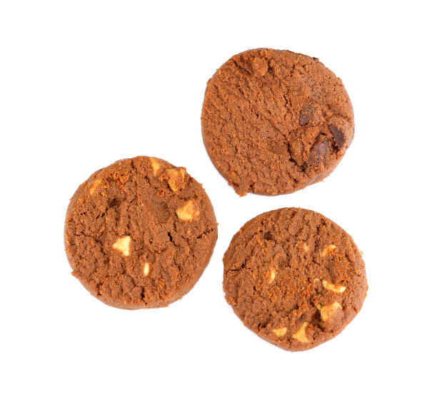 自制的饼干。美国巧克力曲奇饼孤立在白色背景上图片下载